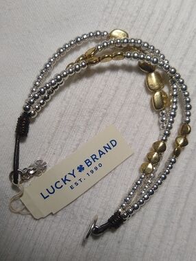 Lucky Brand Silver and Gold Beaded Multi-Strand Bracelet
